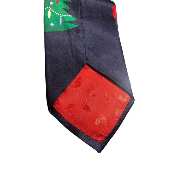 Hallmark Holiday‎ Traditions Christmas Tie 100% Silk By MMG Navy Blue - Picture 4 of 7